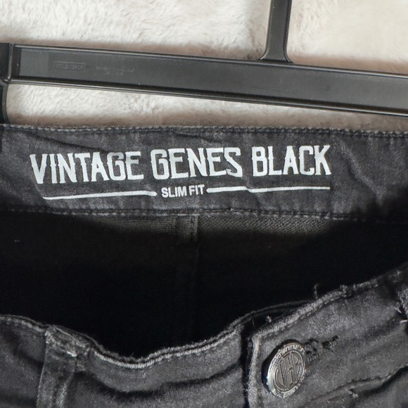 Vintage Genes Black Slim Fit Men's Denim Shorts Size 34 Black - Picture 3 of 8